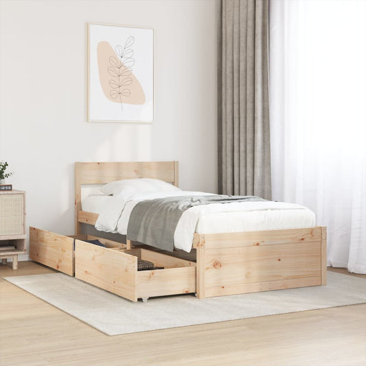 Bed Frame without Mattress 90x200 cm Solid Wood Pine
