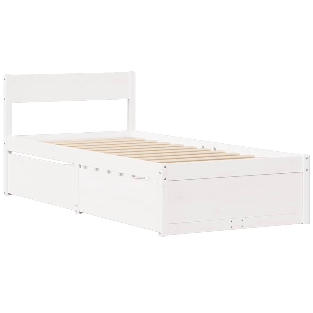 Bed Frame without Mattress White 90x200 cm Solid Wood Pine