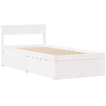 Bed Frame without Mattress White 90x200 cm Solid Wood Pine
