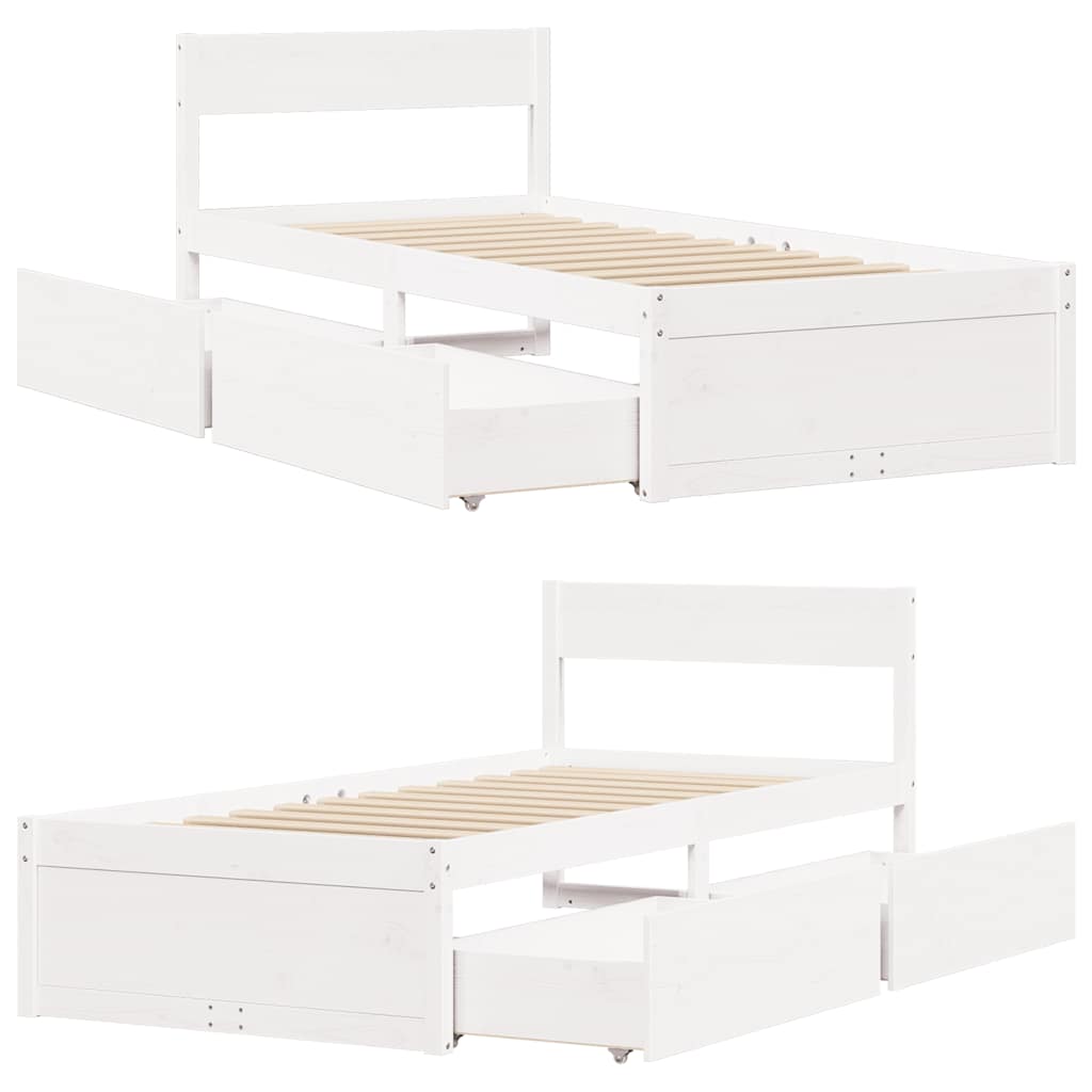 Bed Frame without Mattress White 90x200 cm Solid Wood Pine