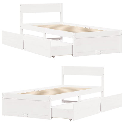 Bed Frame without Mattress White 90x200 cm Solid Wood Pine
