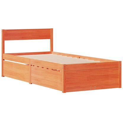 Bed Frame without Mattress Wax Brown 90x190 cm Single Solid Wood Pine