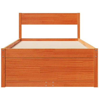 Bed Frame without Mattress Wax Brown 90x190 cm Single Solid Wood Pine