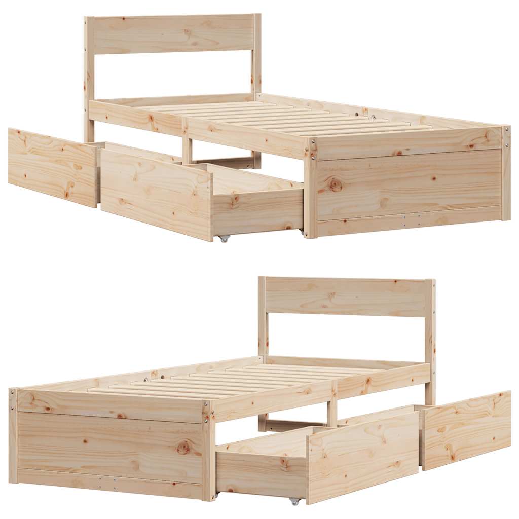 Bed Frame without Mattress 75x190 cm Small Single Solid Wood Pine