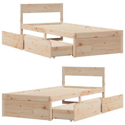 Bed Frame without Mattress 75x190 cm Small Single Solid Wood Pine