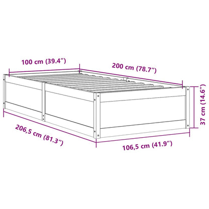 Bed Frame without Mattress Wax Brown 100x200 cm Solid Wood Pine