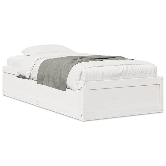Bed Frame without Mattress White 90x200 cm Solid Wood Pine