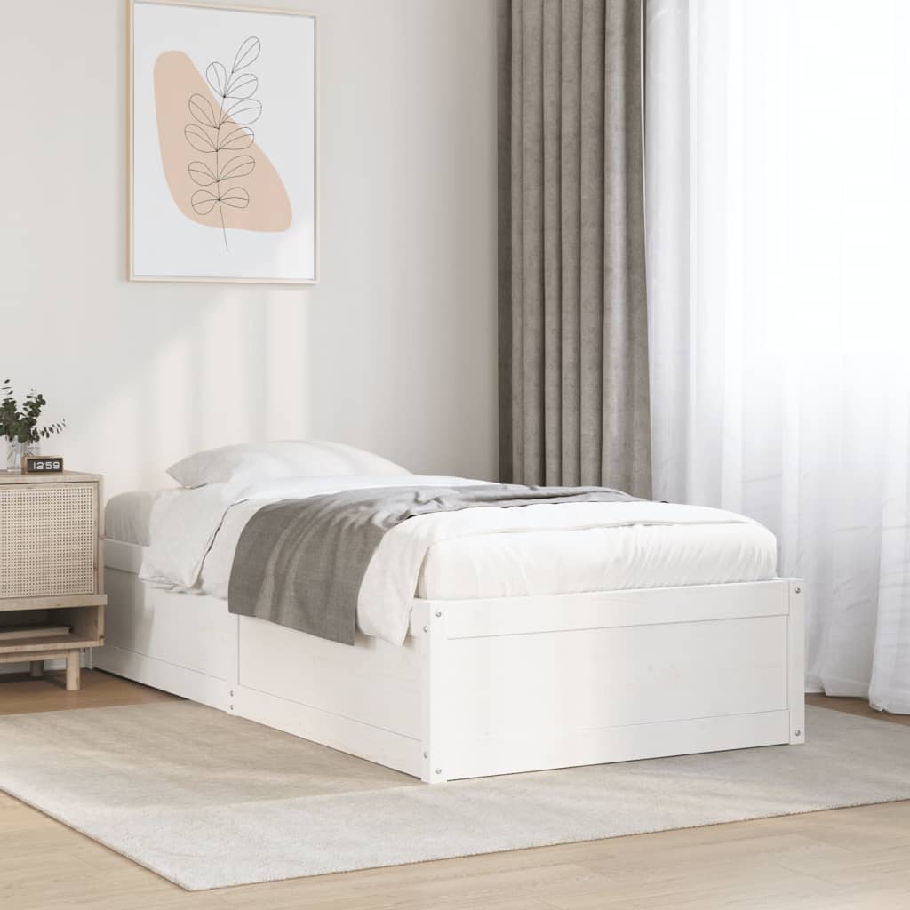 Bed Frame without Mattress White 90x200 cm Solid Wood Pine