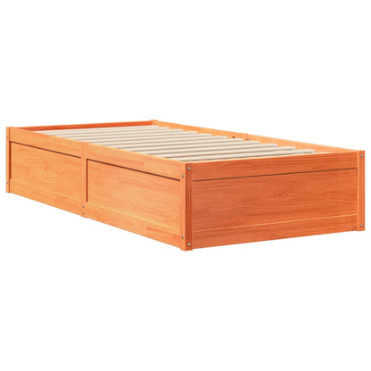 Bed Frame without Mattress Wax Brown 90x200 cm Solid Wood Pine