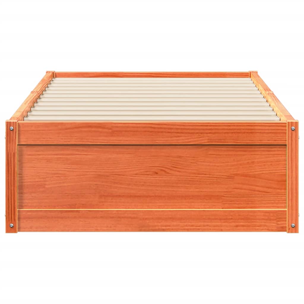 Bed Frame without Mattress Wax Brown 90x200 cm Solid Wood Pine