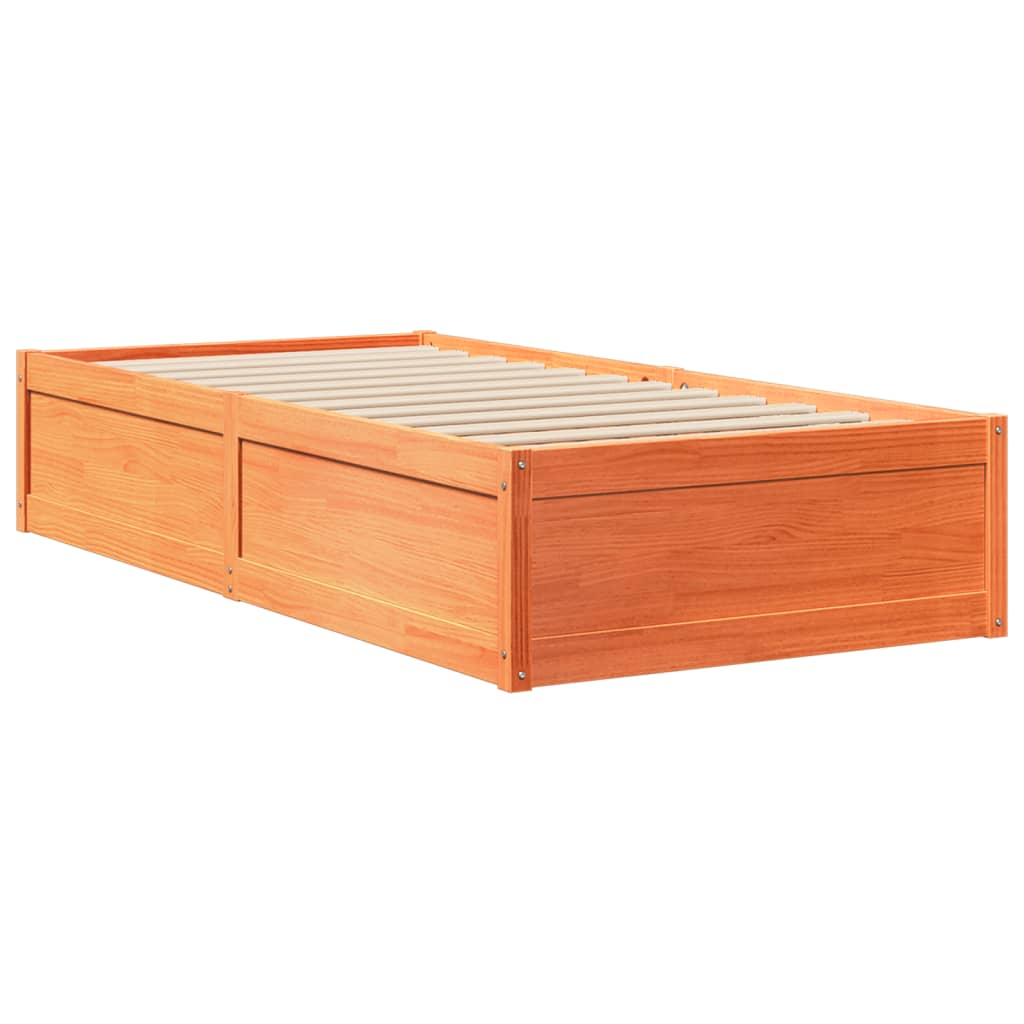 Bed Frame without Mattress Wax Brown 90x190 cm Single Solid Wood Pine