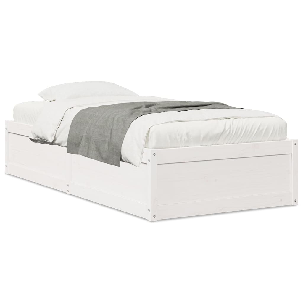 Bed Frame without Mattress White 75x190 cm Small Single Solid Wood Pine