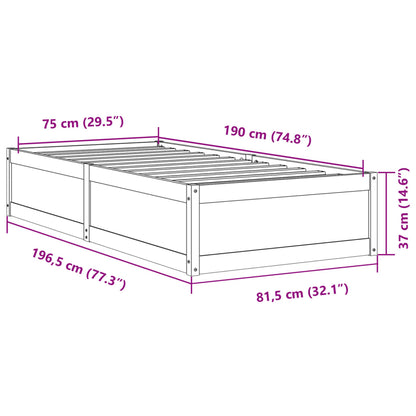Bed Frame without Mattress White 75x190 cm Small Single Solid Wood Pine
