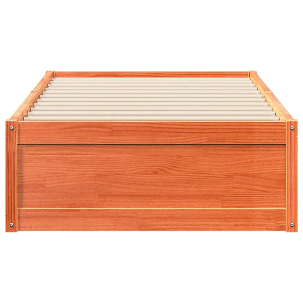 Bed Frame without Mattress Wax Brown 75x190 cm Small Single Solid Wood Pine