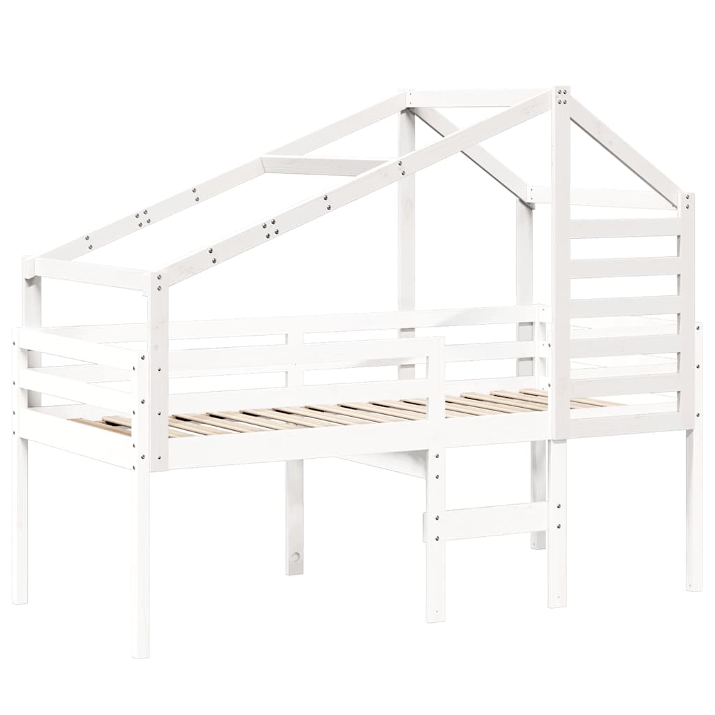 Kids'Bed Roof White 198x87x113 cm Solid Wood Pine