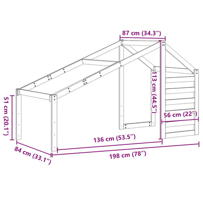Kids'Bed Roof White 198x87x113 cm Solid Wood Pine