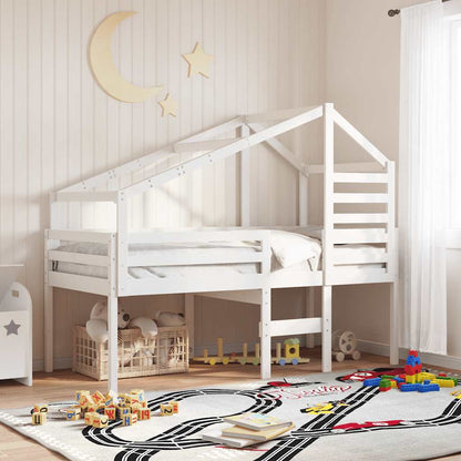 Kids'Bed Roof White 198x87x113 cm Solid Wood Pine