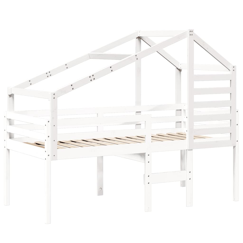 Kids'Bed Roof White 198x97x113 cm Solid Wood Pine