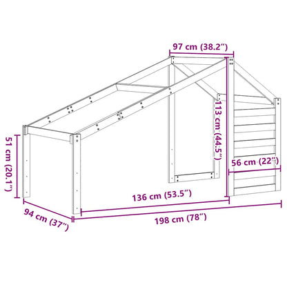 Kids'Bed Roof White 198x97x113 cm Solid Wood Pine