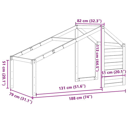 Kids'Bed Roof White 188x82x113 cm Solid Wood Pine