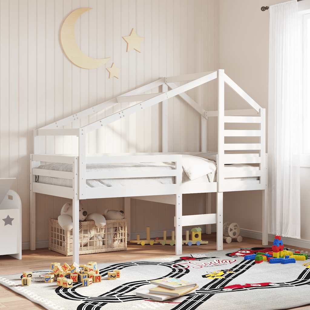 Kids'Bed Roof White 188x82x113 cm Solid Wood Pine