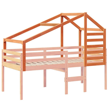 Kids'Bed Roof Wax Brown 188x82x113 cm Solid Wood Pine