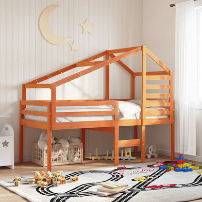 Kids'Bed Roof Wax Brown 188x82x113 cm Solid Wood Pine