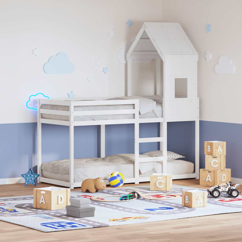 Kids'Bed Roof White 60x89x134,5 cm Solid Wood Pine