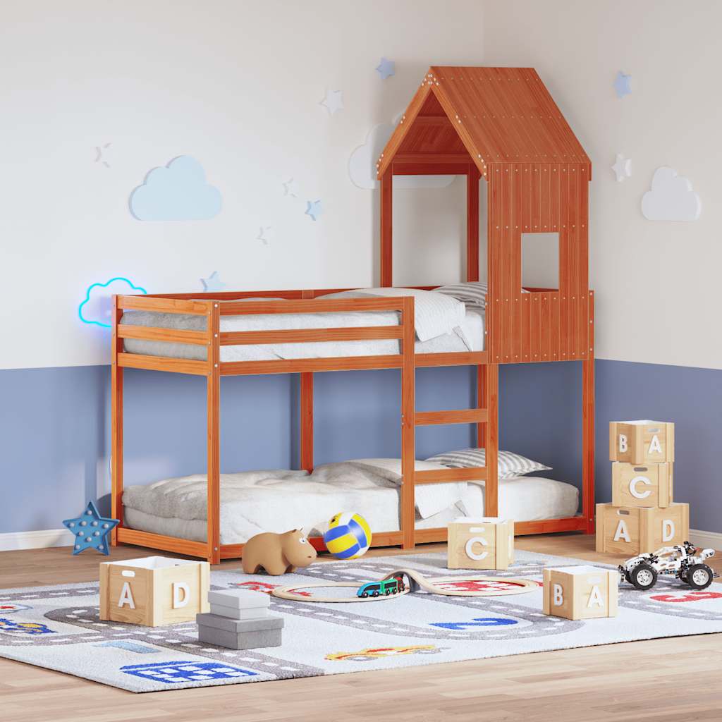 Kids'Bed Roof Wax Brown 60x89x134,5 cm Solid Wood Pine