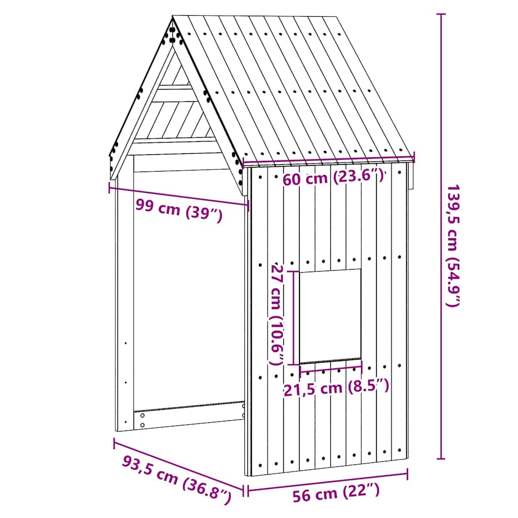 Kids'Bed Roof 60x99x139,5 cm Solid Wood Pine