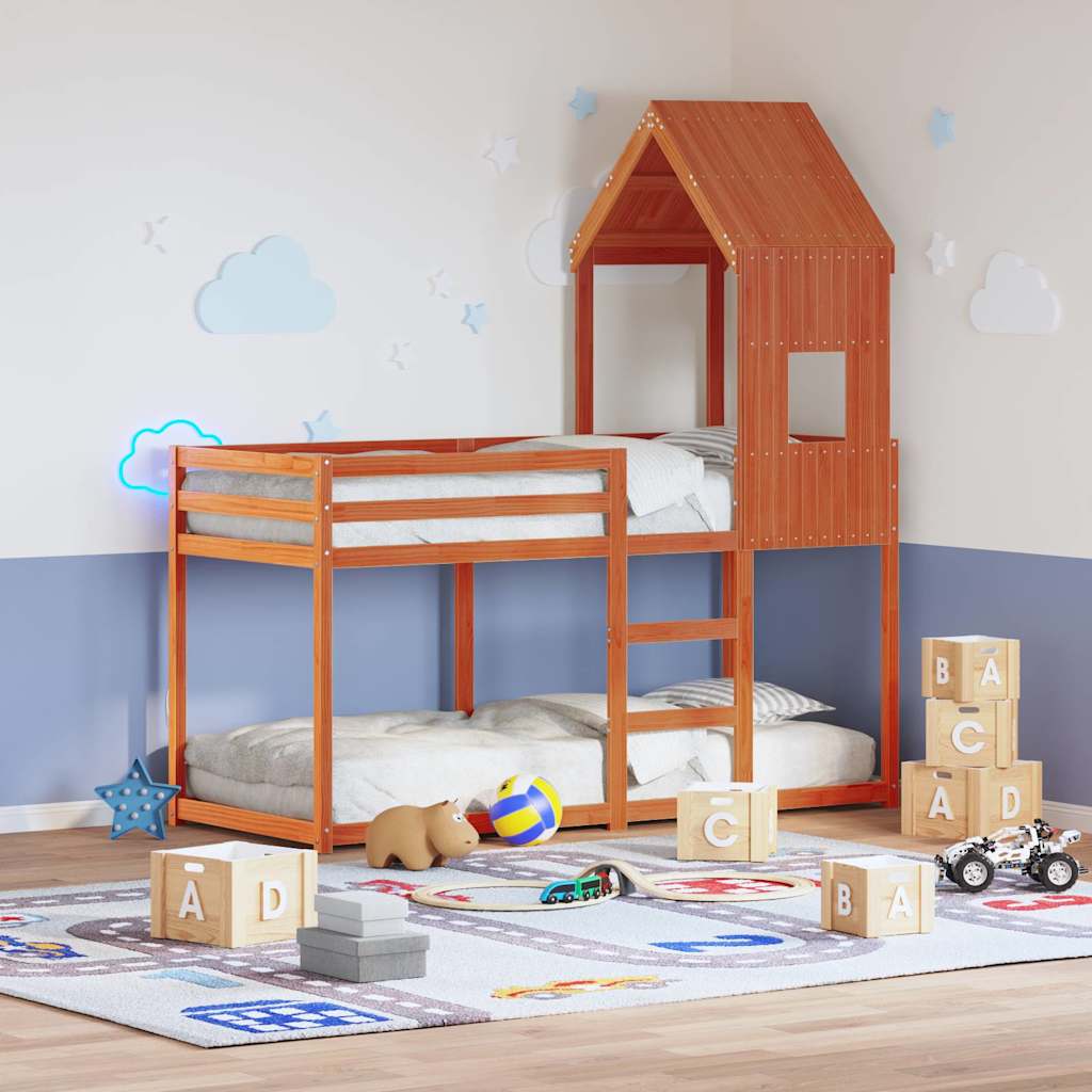 Kids'Bed Roof Wax Brown 60x99x139,5 cm Solid Wood Pine