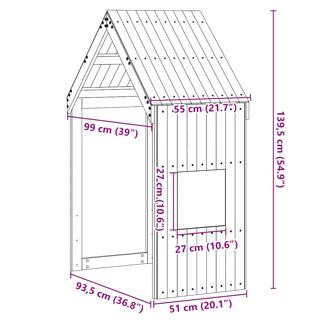 Kids'Bed Roof White 55x99x139,5 cm Solid Wood Pine
