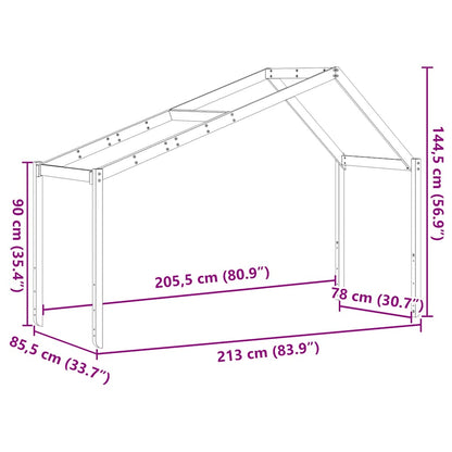 Kids'Bed Roof White 213x85,5x144,5 cm Solid Wood Pine