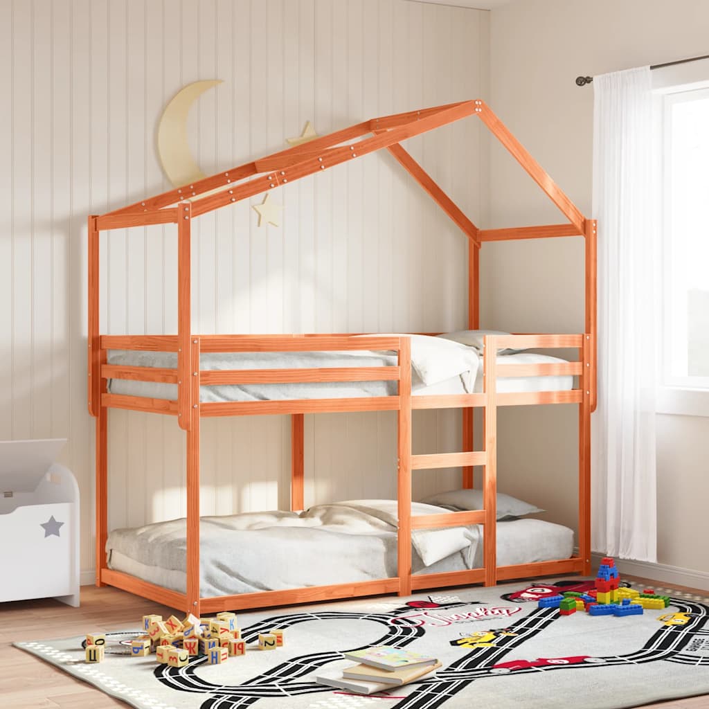 Kids'Bed Roof Wax Brown 213x85,5x144,5 cm Solid Wood Pine