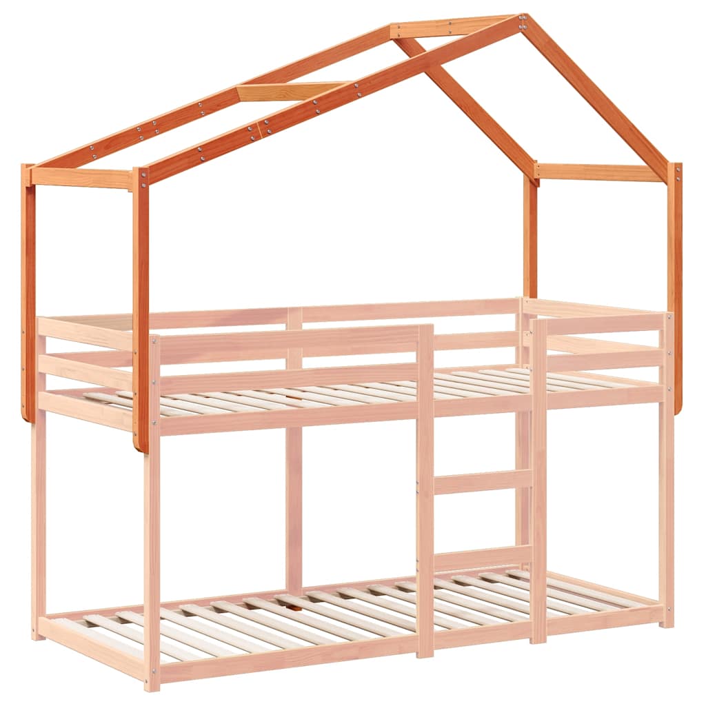 Kids'Bed Roof Wax Brown 203x80,5x142 cm Solid Wood Pine
