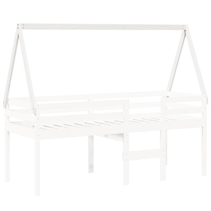 Kids' Bed Roof White 209x95.5x88 cm Solid Wood Pine