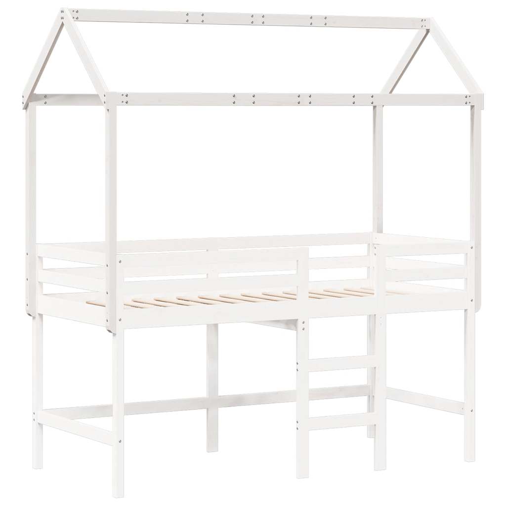 Kids'Bed Roof White 217x95,5x159 cm Solid Wood Pine