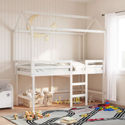 Kids'Bed Roof White 217x95,5x159 cm Solid Wood Pine