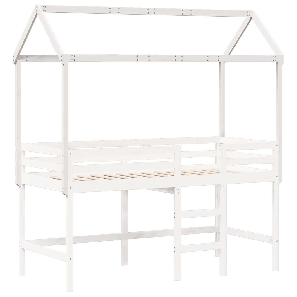 Kids'Bed Roof White 217x85,5x154 cm Solid Wood Pine