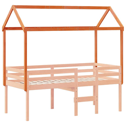 Kids'Bed Roof Wax Brown 217x85,5x154 cm Solid Wood Pine