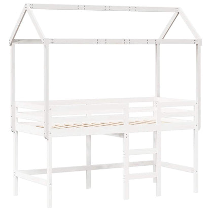 Kids'Bed Roof White 207x95,5x159 cm Solid Wood Pine