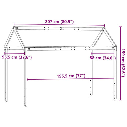 Kids'Bed Roof White 207x95,5x159 cm Solid Wood Pine