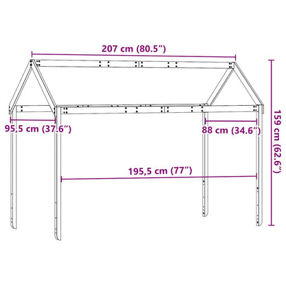Kids'Bed Roof Wax Brown 207x95,5x159 cm Solid Wood Pine