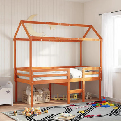 Kids'Bed Roof Wax Brown 207x95,5x159 cm Solid Wood Pine