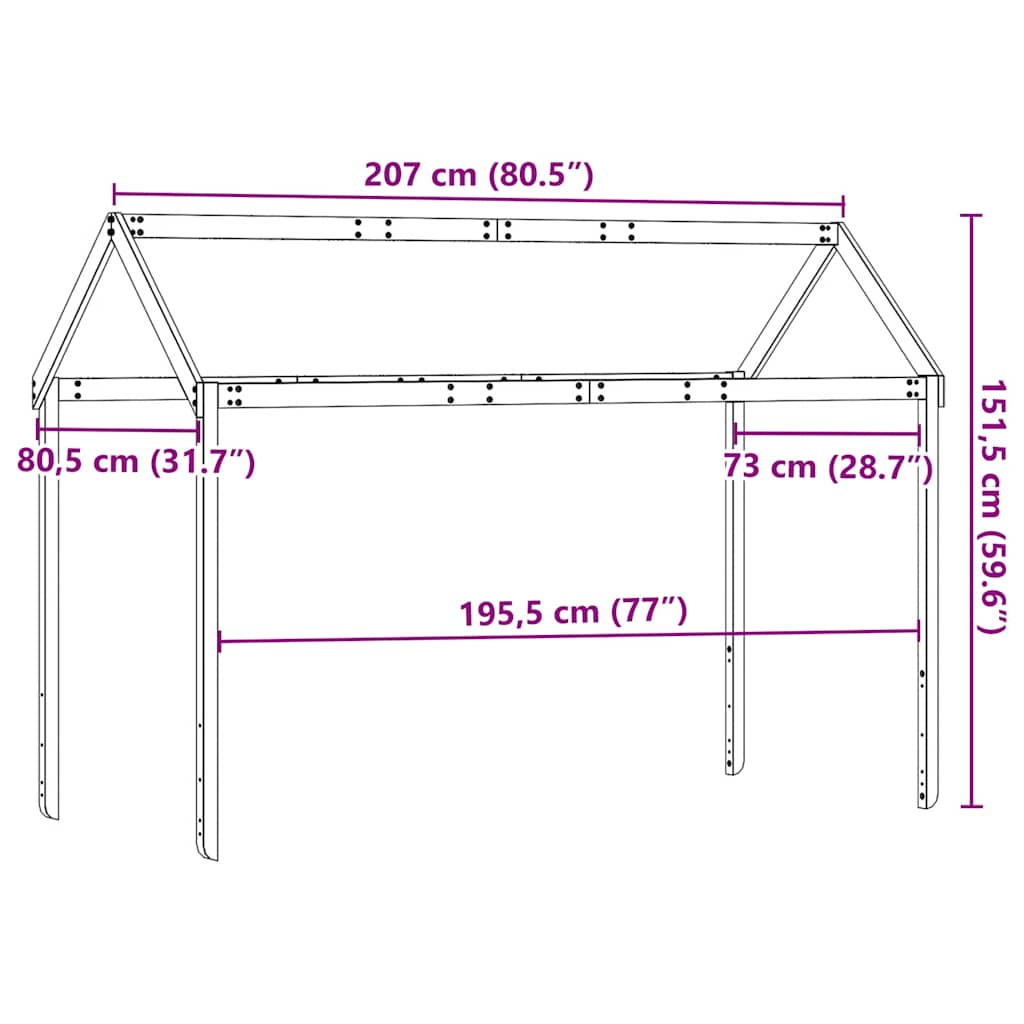 Kids'Bed Roof 207x80,5x151,5 cm Solid Wood Pine