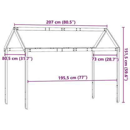 Kids'Bed Roof 207x80,5x151,5 cm Solid Wood Pine