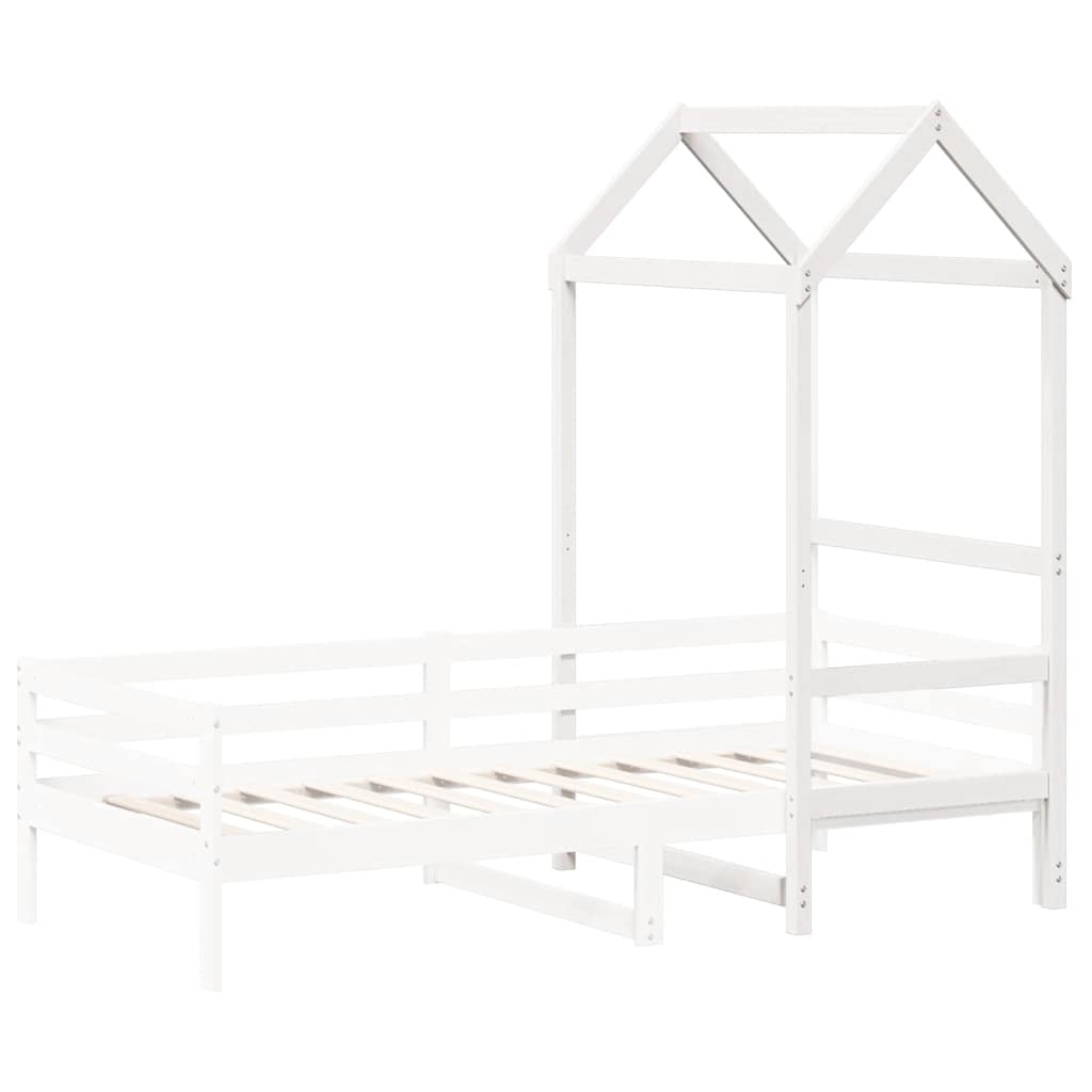 Kids'Bed Roof White 118x70x176,5 cm Solid Wood Pine
