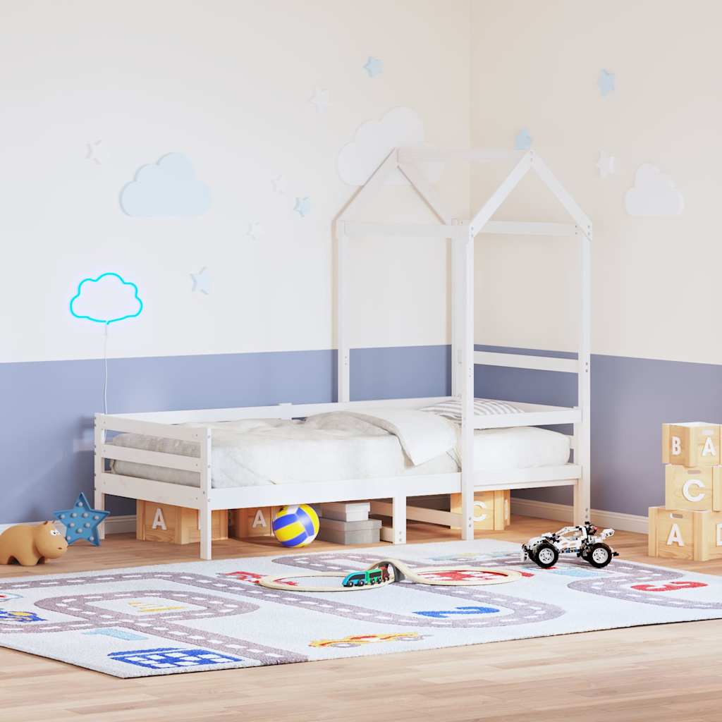 Kids'Bed Roof White 118x70x176,5 cm Solid Wood Pine