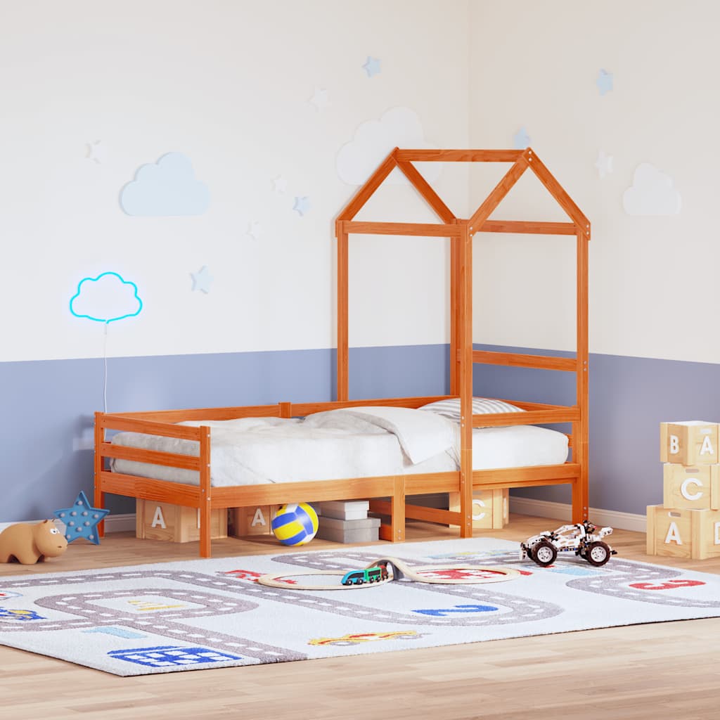 Kids'Bed Roof Wax Brown 118x70x176,5 cm Solid Wood Pine