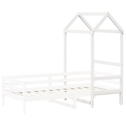 Kids'Bed Roof White 98x70x176,5 cm Solid Wood Pine